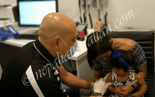 Second needle in and she kept watching it go inside